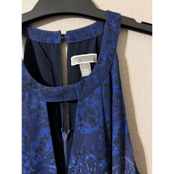 Chelsea28 Purple Blue White Keyhole Front Back A Line Washable Dress L Large - Picture 5 of 7